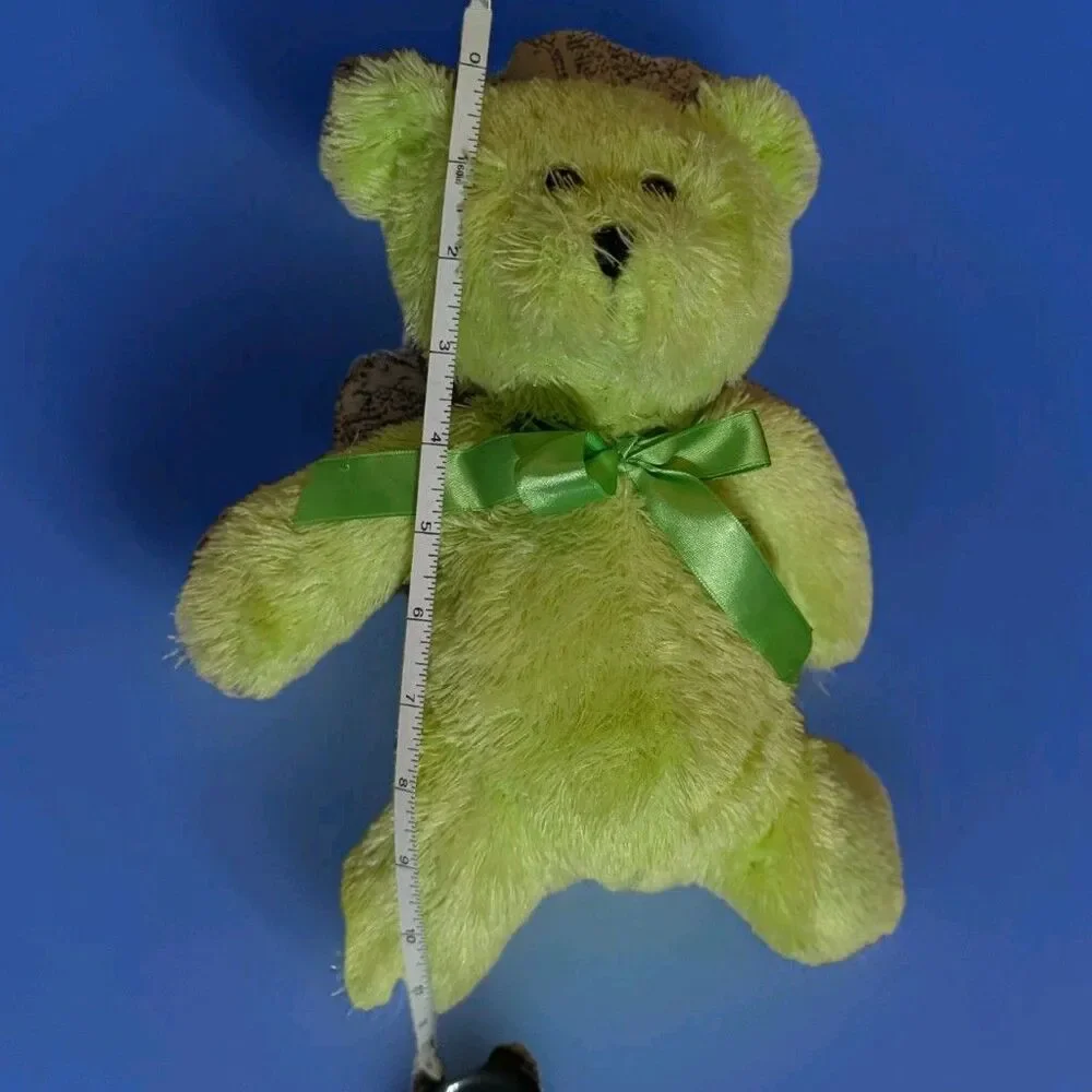 Burton & Burton Green Teddy Bear Plush W/ Ribbon Bow Tie Blacklight Glow Radium